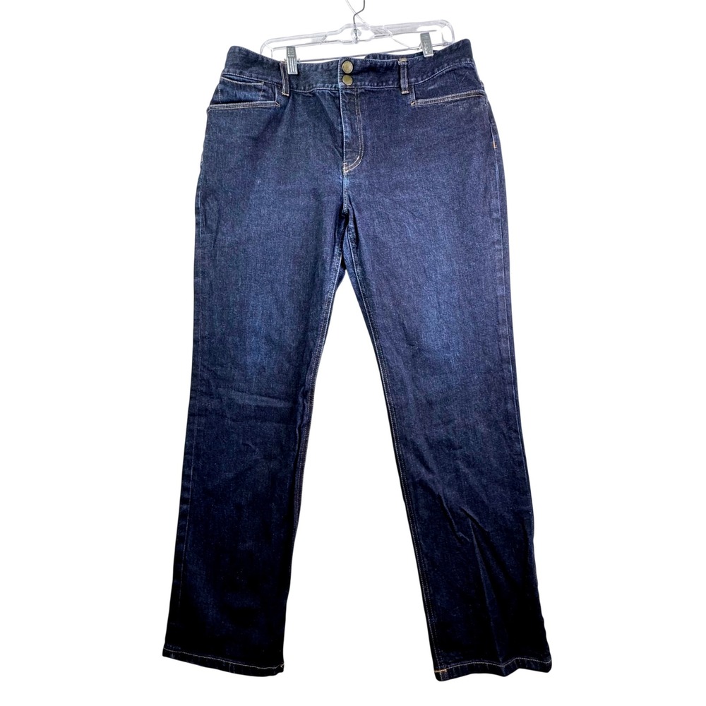 Lauren Ralph Lauren Jeans Co Women 16 Dark Wash Straight Leg Stretch Denim Luxe